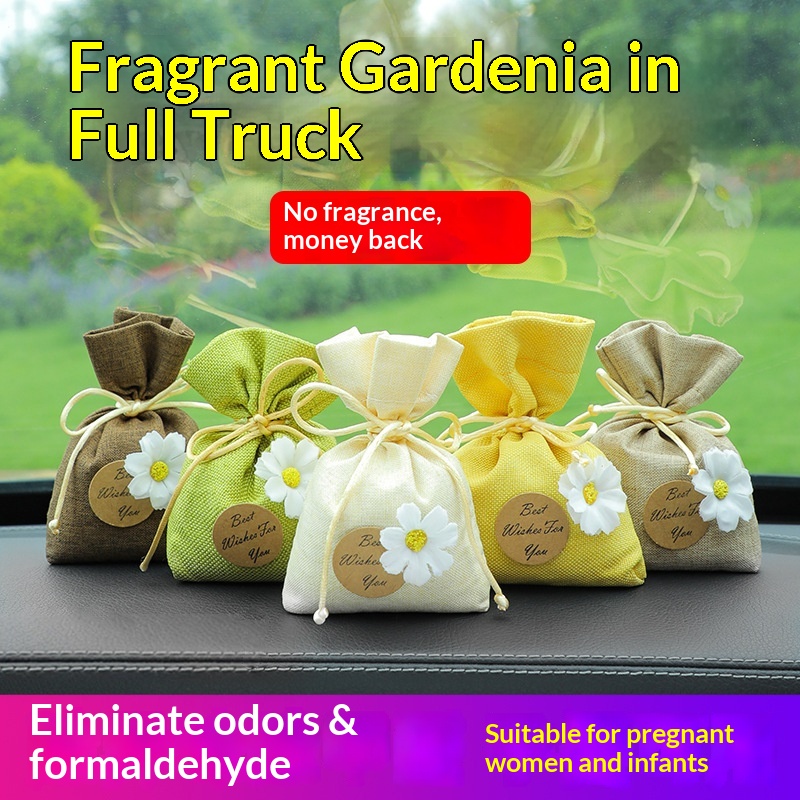 Air Freshener Perfume Interior Odor Removal Premium Scent Hanging Car Bag Ornament Fragrance Gardenia_voghion.com