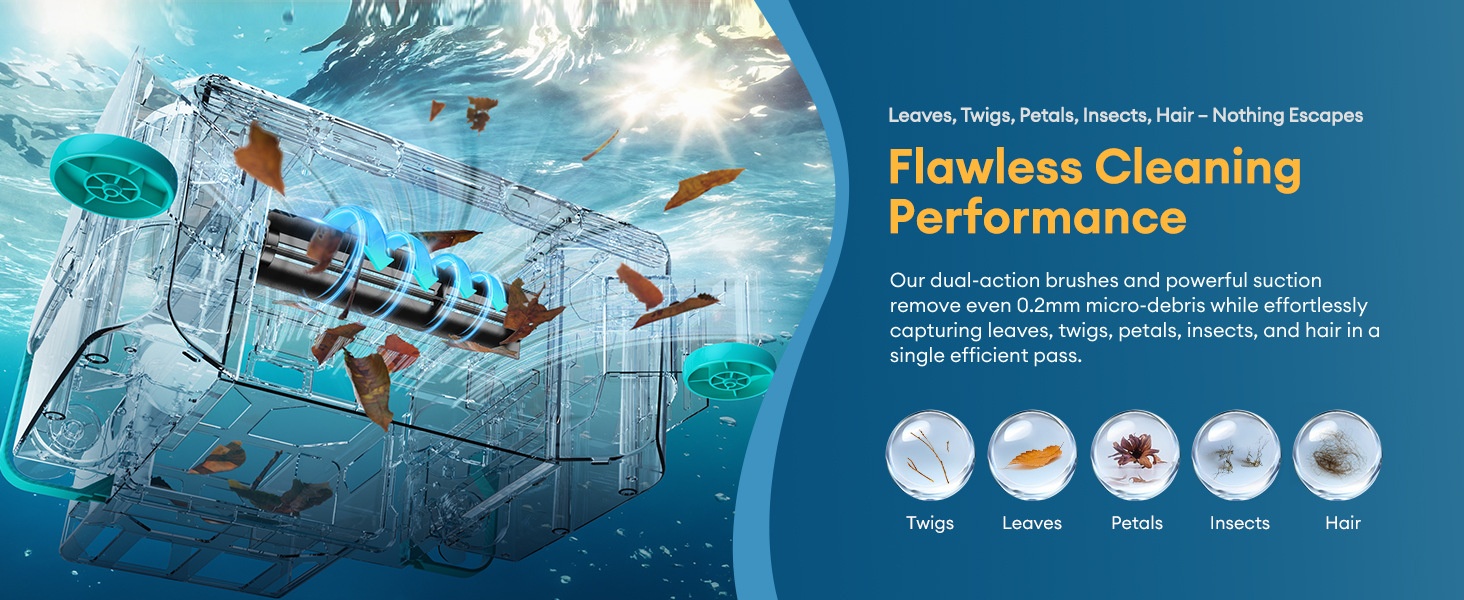 Pulitore per piscine transfrontaliero a energia solare, robot intelligente wireless completamente automatico per la pulizia delle foglie superficiali con_voghion.com