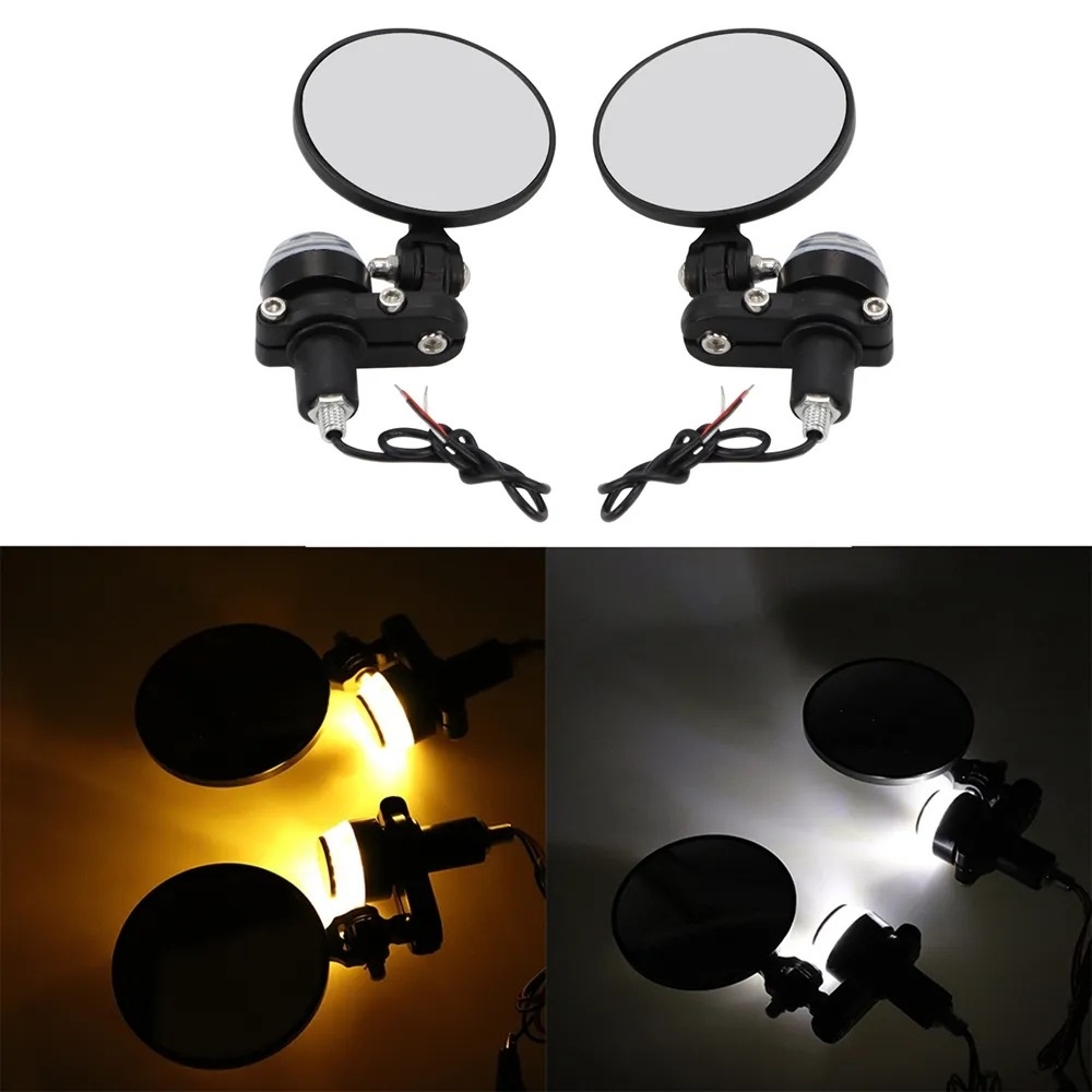 Motorcycle Harley Prince Modified Retro Folding Handlebar Rearview Reversing Mirror Reflector_voghion.com