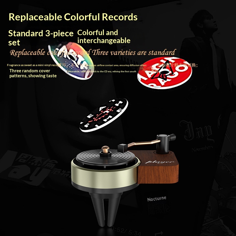 Air Vent Record Player Taylor Interior Light Fragrance Deodorizer High-end Car Decoration_voghion.com