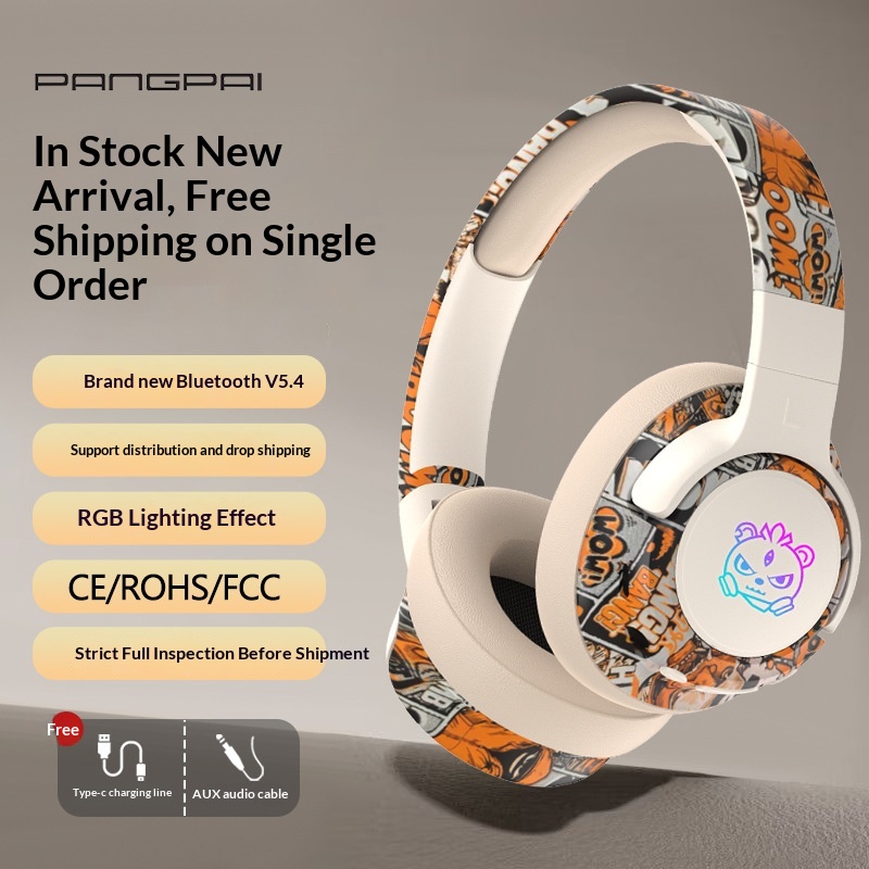 New Chinese-style Graffiti Over-ear Bluetooth Headphones With Ultra-long Battery Life For Gaming, True Wireless, Factory_voghion.com