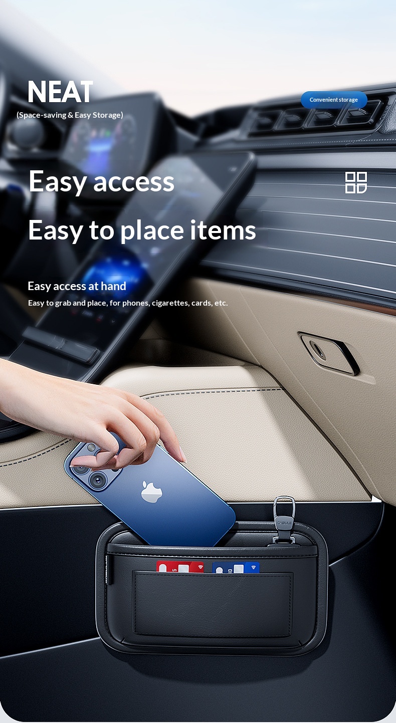 Multifunctionele opbergtas voor voor- en achterstoelen, hangende organizer, sterke zelfklevende achterkant voor in de auto_voghion.com