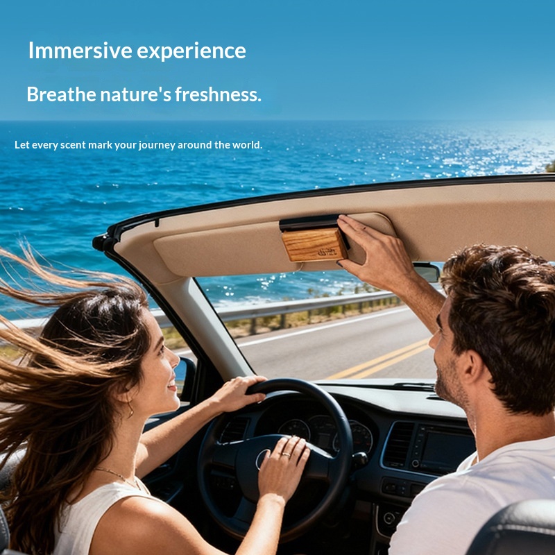 Unsichtbarer Auto-Lufterfrischer für die Sonnenblende: Duftendes Holzornament mit luxuriöser, eleganter Haptik und langanhaltendem Duft._voghion.com
