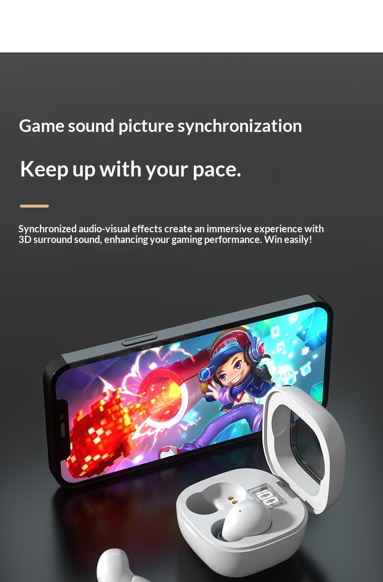New Mini Bluetooth Earbuds With Digital Display, Noise Cancelling, In-Ear Style, Side Sleeping, Comfortable Wear,_voghion.com