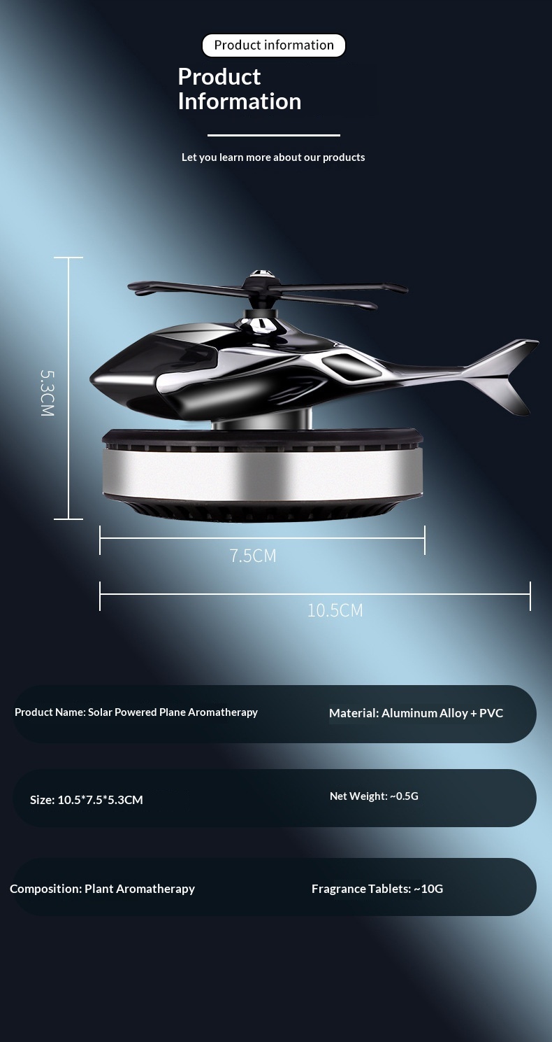 War Eagle Upgraded Solar Helicopter Aromatherapy Interior Dashboard Ornament High-end Car Perfume_voghion.com