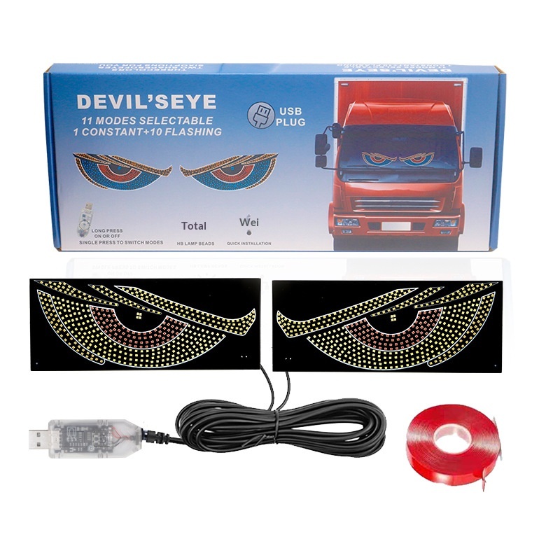 Cross-Border USB Dynamic Demon Eye Sticker LED Display Truck Car Front And Rear Windshield Light_voghion.com