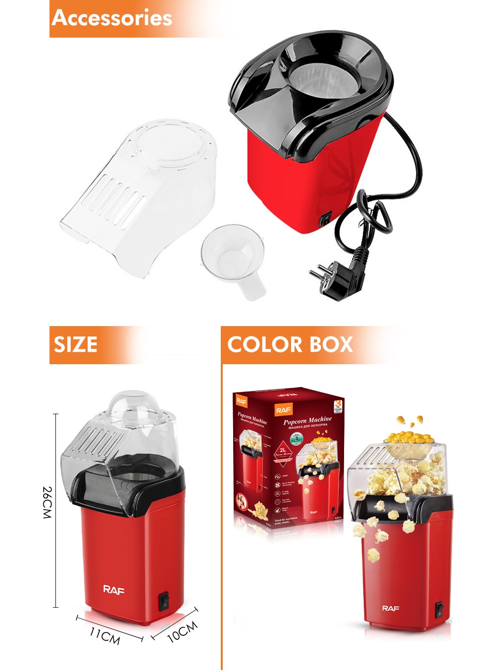 RAF EU Standard Household Maker Fully Automatic Mini Corn Popper Small DIY Popcorn Machine_voghion.com