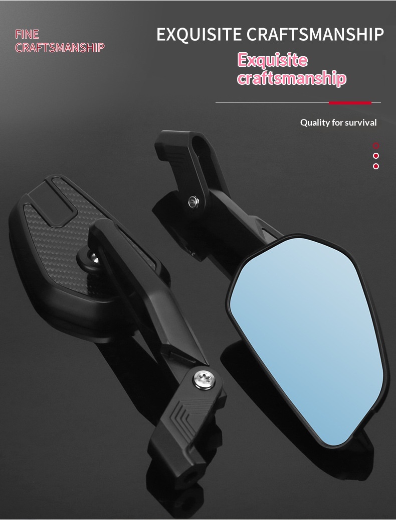 Real Carbon Fiber Foldable Motorcycle Modified Rearview With Wide-angle Anti-glare Mirror_voghion.com