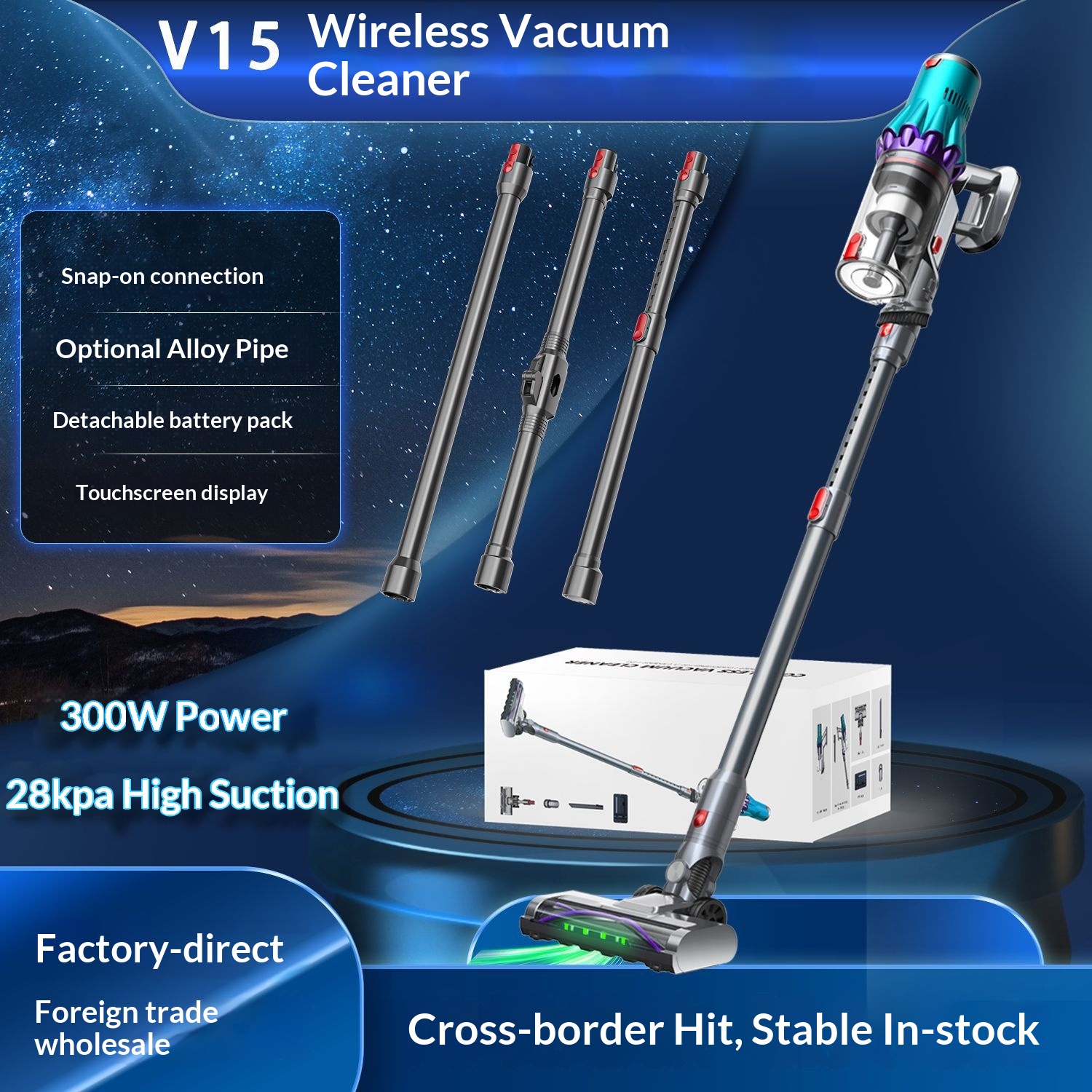 Aspiradora de mano inalámbrica S15 de 28000 Pa para uso doméstico, con potente succión y sistema antienredos._voghion.com