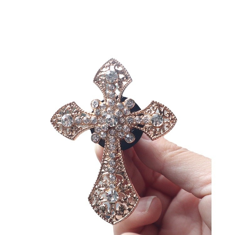 Clip per profumo a forma di croce transfrontaliera tempestata di diamanti, per bocchette dell'aria, diffusore di fragranze, decorazione per interni auto._voghion.com