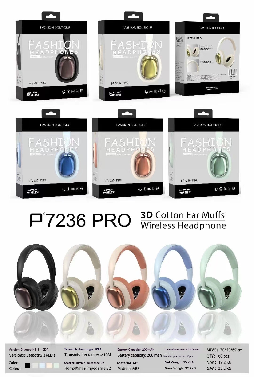 Over-ear Bluetooth Headphones Stereo Wireless For Sports Mobile_voghion.com