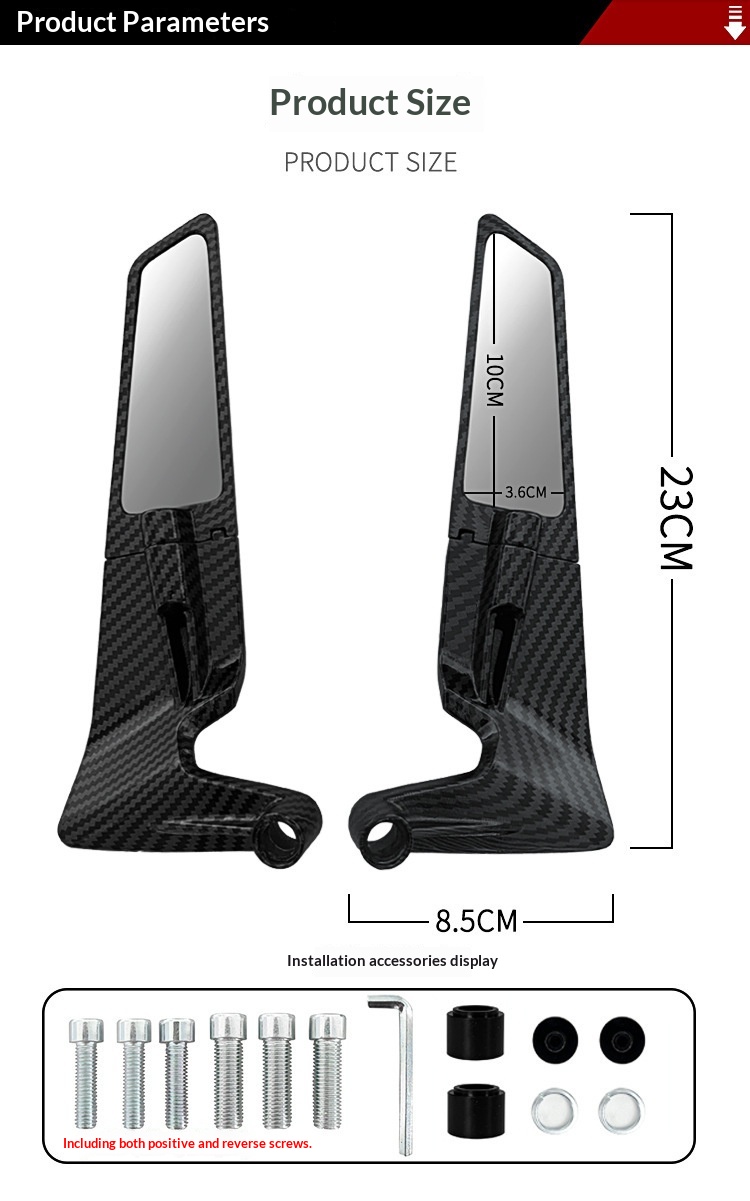 Scooter, Street Bike, Modified Rearview Mirror, Retro Motorcycle Foldable Fixed-wing Universal Reflector_voghion.com