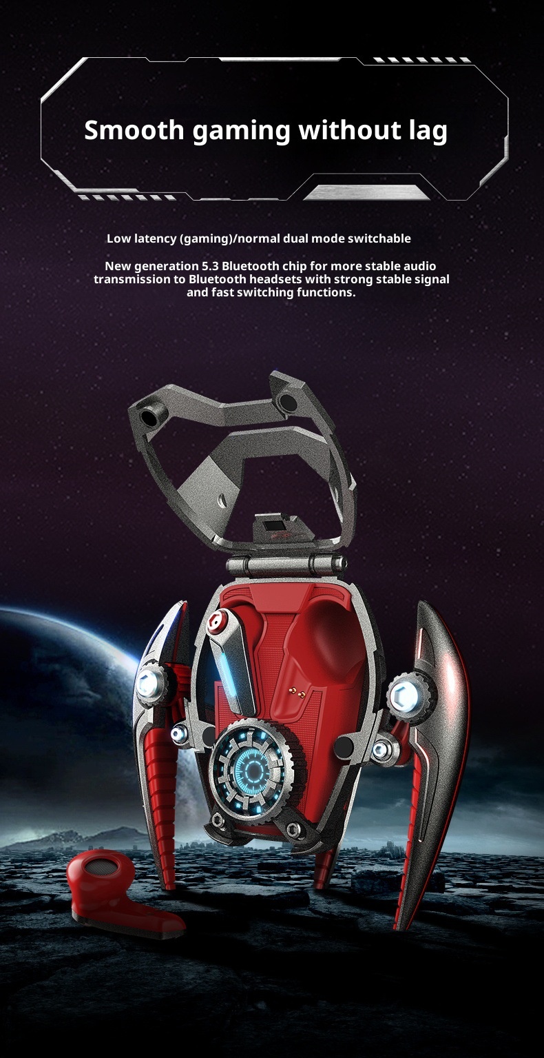 Stylischer Mecha Bluetooth Kopfhörer Metall Desktop Deko_voghion.com
