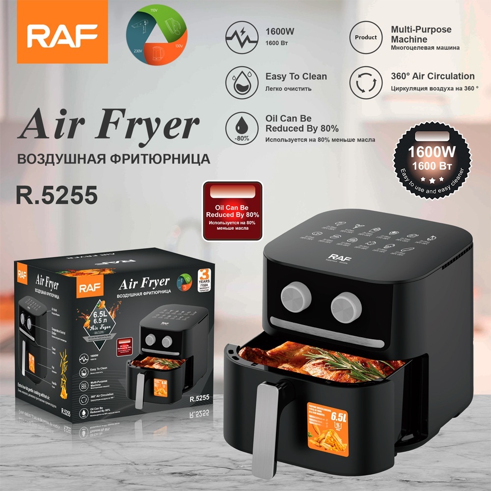 RAF EU Standard Cross-Border Air 10L Large Capacity Household Oil-Free Fryer Smokeless Grill Electric Cooking Pot_voghion.com