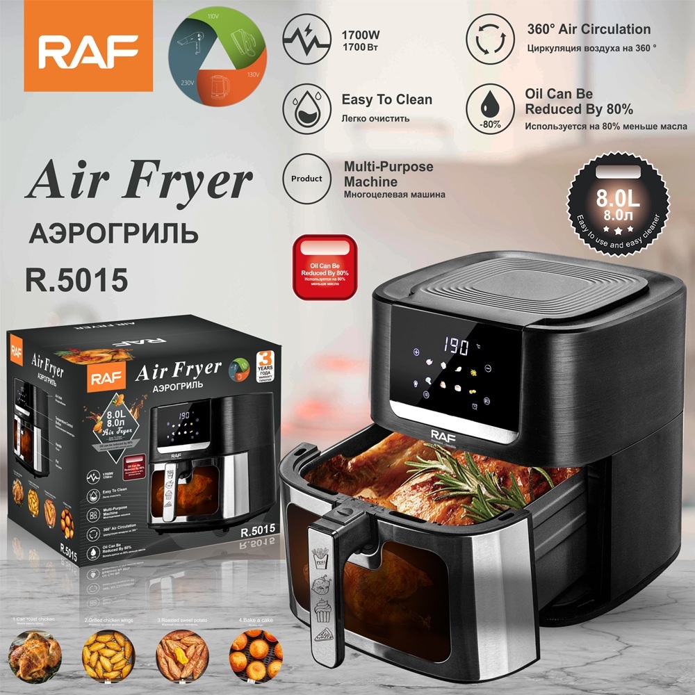 RAF European Standard Household Mechanical Extra Oil-Free Electric Fries Air Fryer Large Capacity 8L_voghion.com