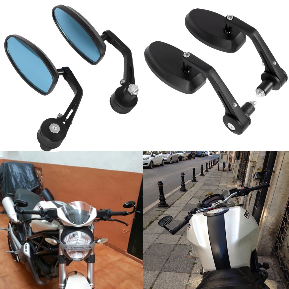 Specchietto retrovisore blu riflettente e girevole per manubrio pieghevole di moto e veicoli elettrici._voghion.com