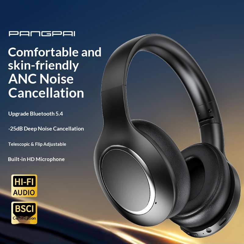 Cross-Border P6066 True ANC Kopfhörer mit aktiver Geräuschunterdrückung (Over-Ear, Bluetooth, lange Akkulaufzeit) – ideal für Musik und Gaming_voghion.com