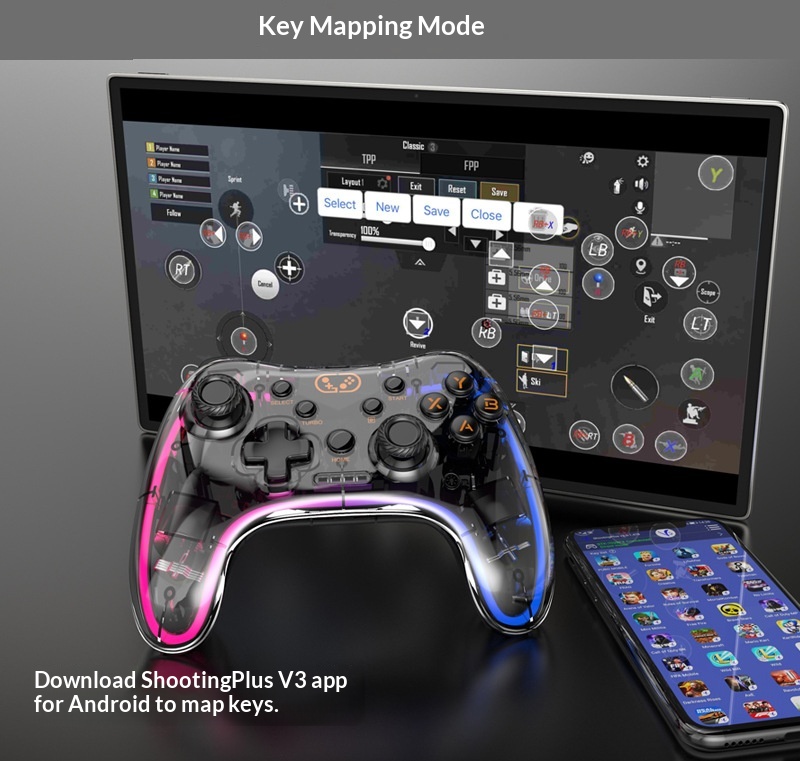 RGB-beleuchteter Bluetooth-Gamecontroller für Android-Mobiltelefone_voghion.com