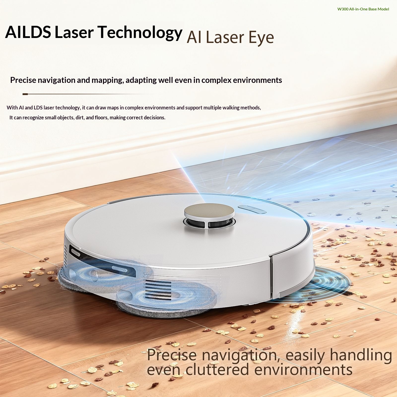 Customized W300 Robot For Home Use, High Suction, Intelligent, Fully Automatic Sweeping And Mopping, Laser Navigation_voghion.com