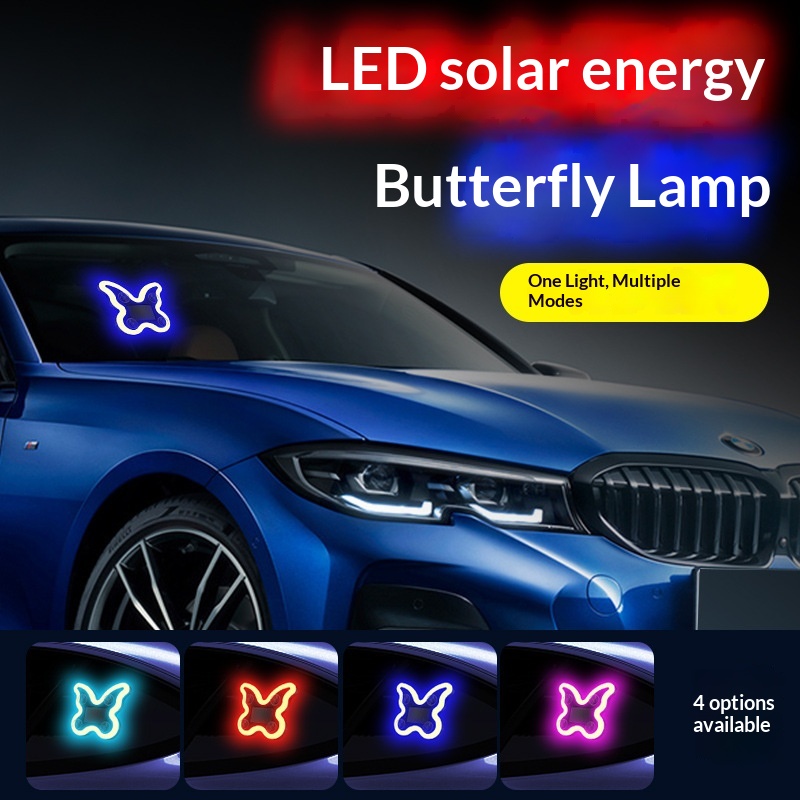 Cross-border Heart Gesture LED Decorative Bottle-shaped Car Window Atmosphere Light, Butterfly Sensor, Solar-powered_voghion.com