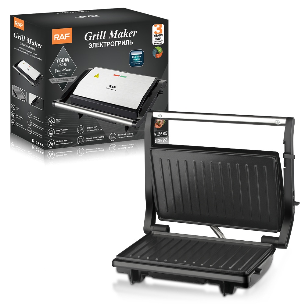 220V Steak Panini Breakfast Grill Meat Sausage Burger Bread Toaster Sandwich Maker_voghion.com
