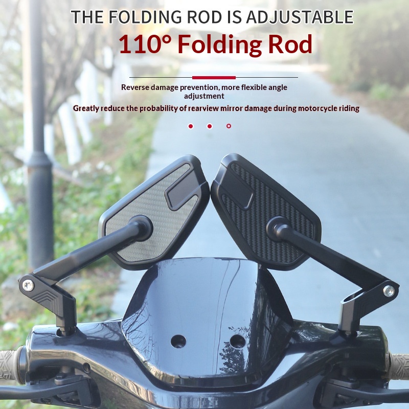 Real Carbon Fiber Foldable Motorcycle Modified Rearview With Wide-angle Anti-glare Mirror_voghion.com