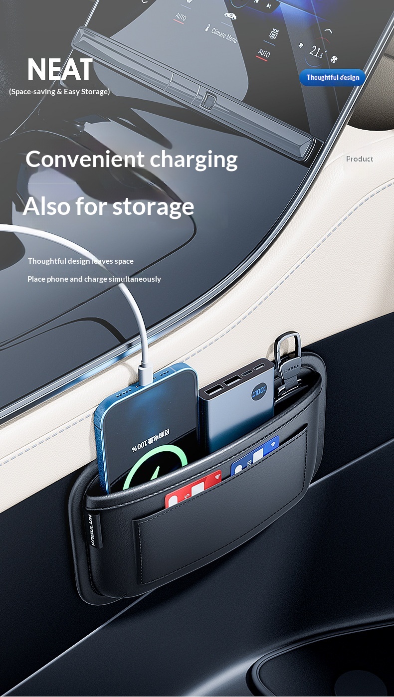 Multifunctionele opbergtas voor voor- en achterstoelen, hangende organizer, sterke zelfklevende achterkant voor in de auto_voghion.com