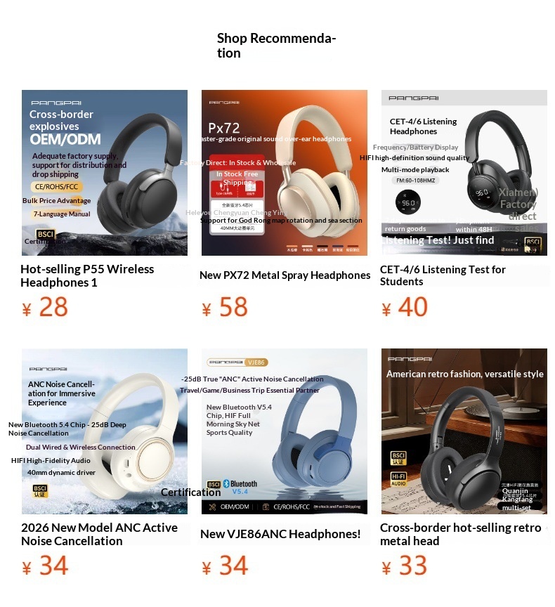 Over-ear Bluetooth Headphones Stereo Wireless For Sports Mobile_voghion.com