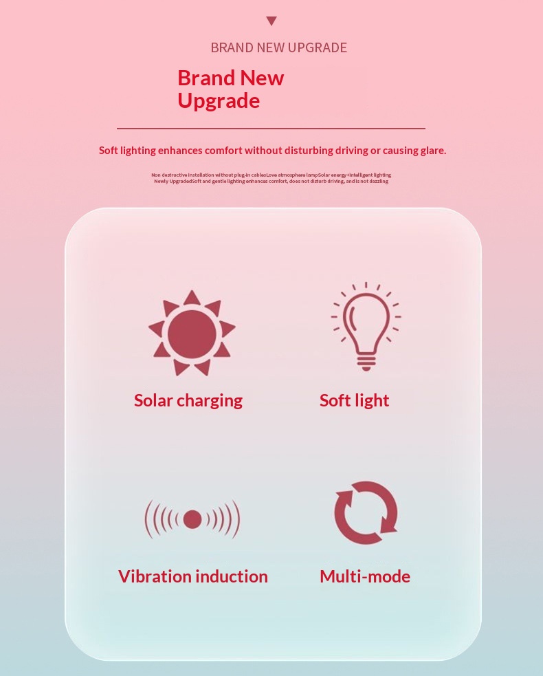 Heart Solar Decorative LED Warning Triangle Rear Window Car Fun Cute Atmosphere Light_voghion.com