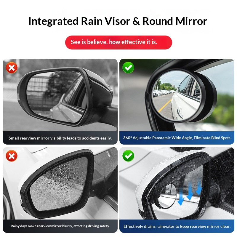 Retrovisor protector de punto ciego auxiliar para ceja, espejo retrovisor reflectante montado en el coche para marcha atrás, protector contra la lluvia_voghion.com
