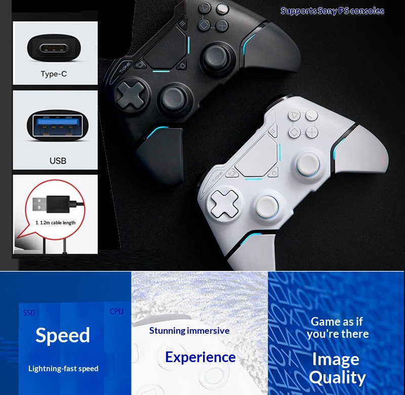 Manette T1B PS4 Pro, PC, tablette, Steam, It Takes Two, iOS, mobile, sans fil, Bluetooth, vibration_voghion.com