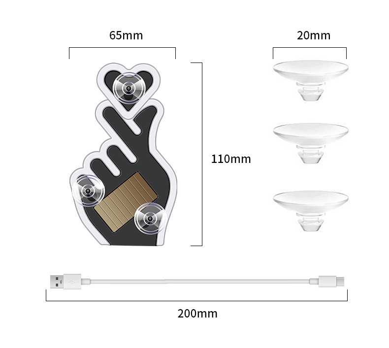 Heart Solar Decorative LED Warning Triangle Rear Window Car Fun Cute Atmosphere Light_voghion.com