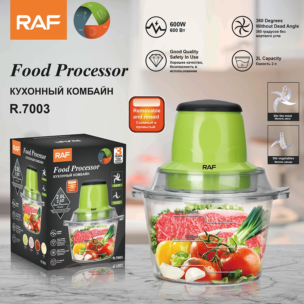 RAF EU Standard Electric Grinder Household Blender Meat Mincer Small High Power Food Processor Glass Jug Body_voghion.com