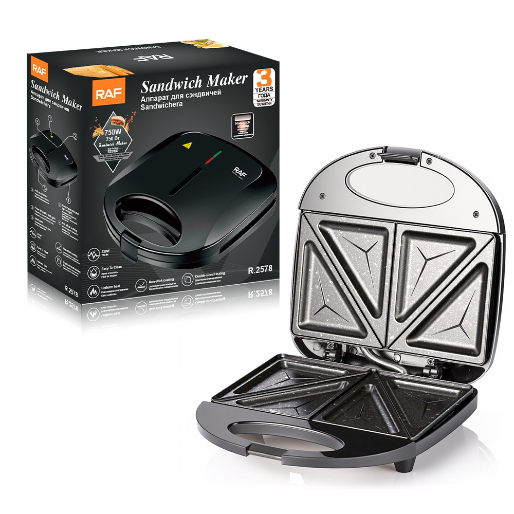 Macchina multifunzione per toast, waffle e colazione, riscaldante e per sandwich, conforme agli standard RAF UE, per uso domestico e transfrontaliero, modello 2578._voghion.com