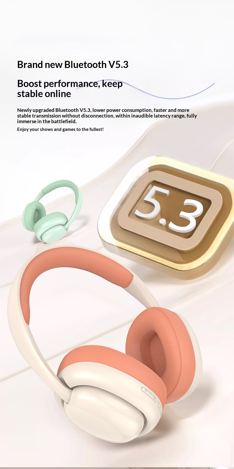 Customized Cross-border Private Model P7236 Wireless Over-ear Bluetooth Headphones With Full-coverage Earcups, Stereo_voghion.com