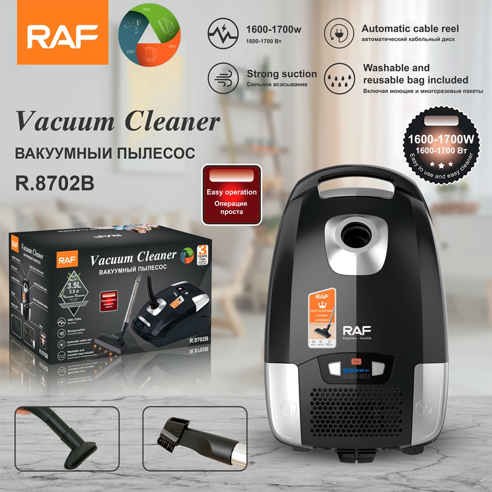 RAF EU Standard Intelligent Display Powerful Household Horizontal Portable Vacuum Cleaner R.8702 3.5L_voghion.com