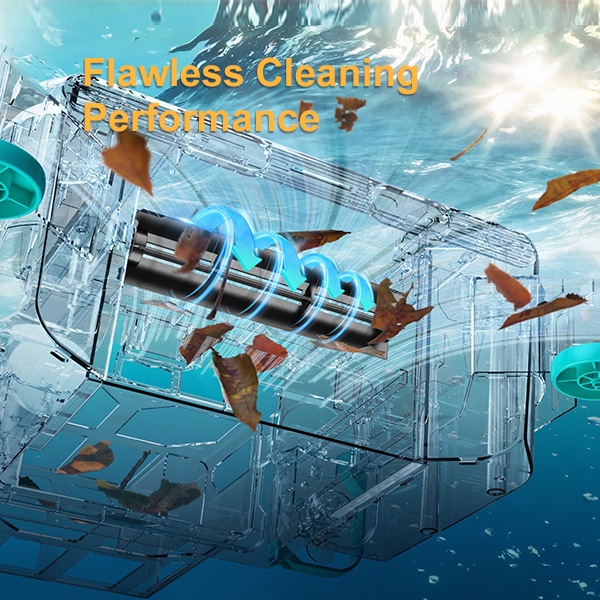 Pulitore per piscine transfrontaliero a energia solare, robot intelligente wireless completamente automatico per la pulizia delle foglie superficiali con_voghion.com