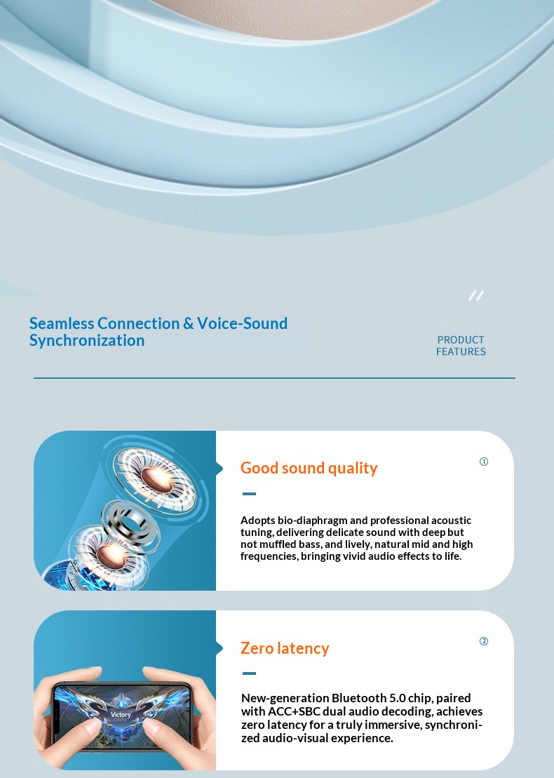 Wireless Bluetooth Earbuds With Touch Control And Stereo Sound_voghion.com