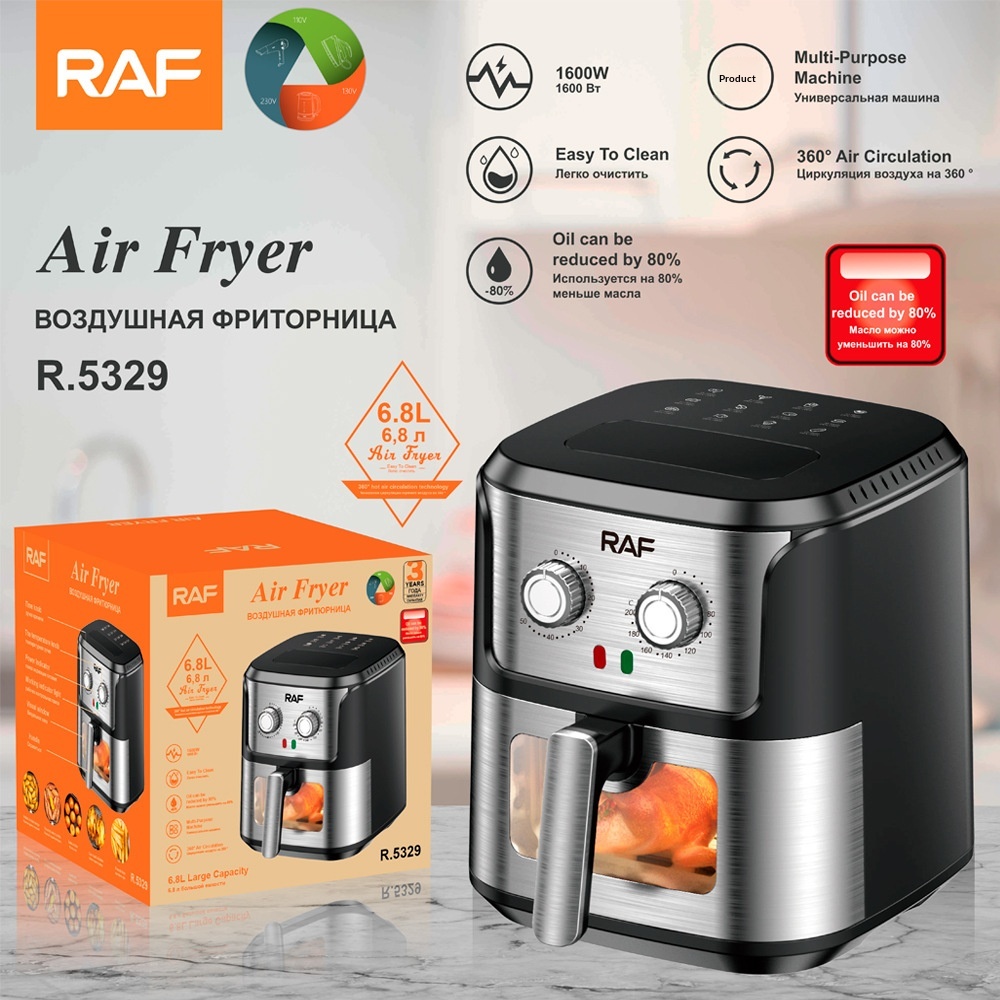 RAF EU Standard Cross-Border Household Oil-Free Air Multi-Functional Smart Oven French Fries Electric Fryer 6.8L_voghion.com