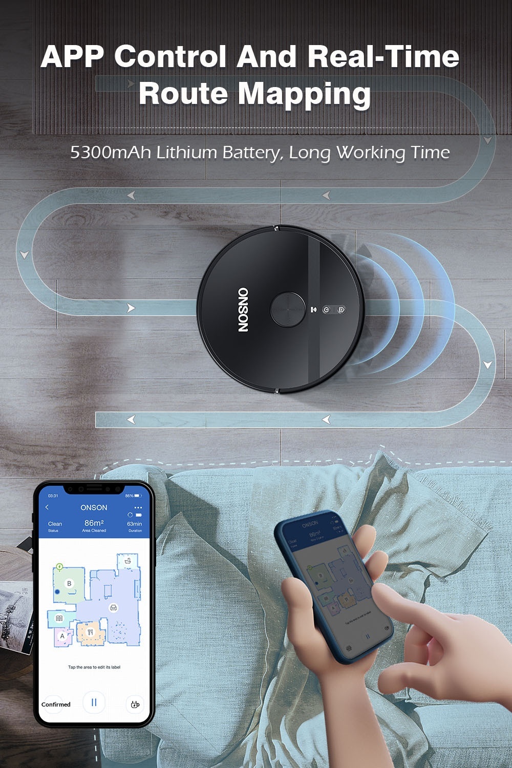 Cross-border X6 Robot Cleaner With Intelligent Laser Navigation, APP Remote Control, Automatic Obstacle Avoidance, And_voghion.com