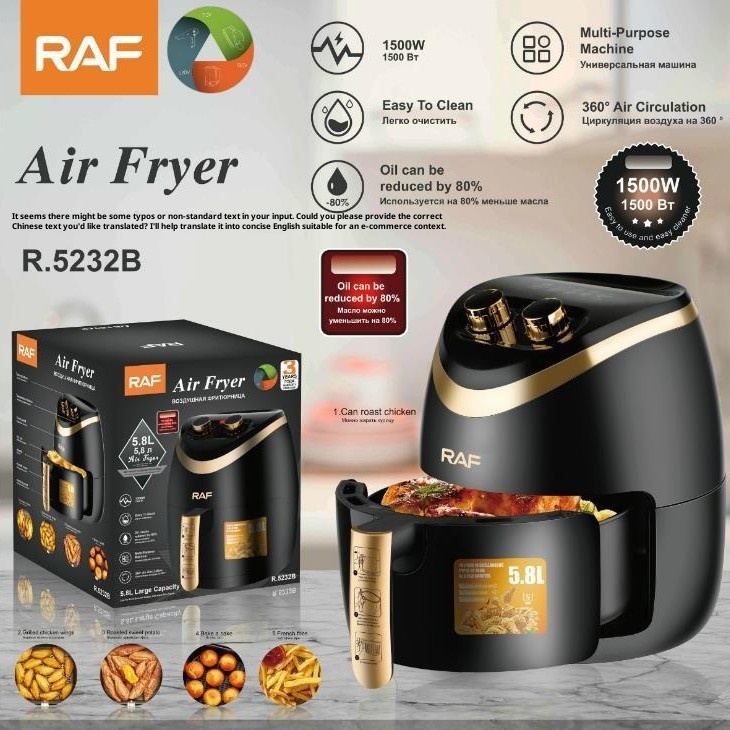 RAF Air im europäischen Stil für den Heimgebrauch, große Kapazität, multifunktionaler intelligenter Pommes-Frites-Maker, automatische Fritteuse 5,8 l_voghion.com