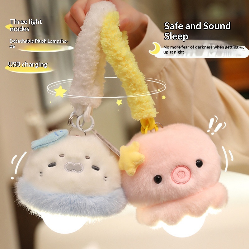 Creative Cat-Themed Plush Night Light For Children's Bedroom, Sleeping Companion Bear Doll, Bedside Decoration,_voghion.com