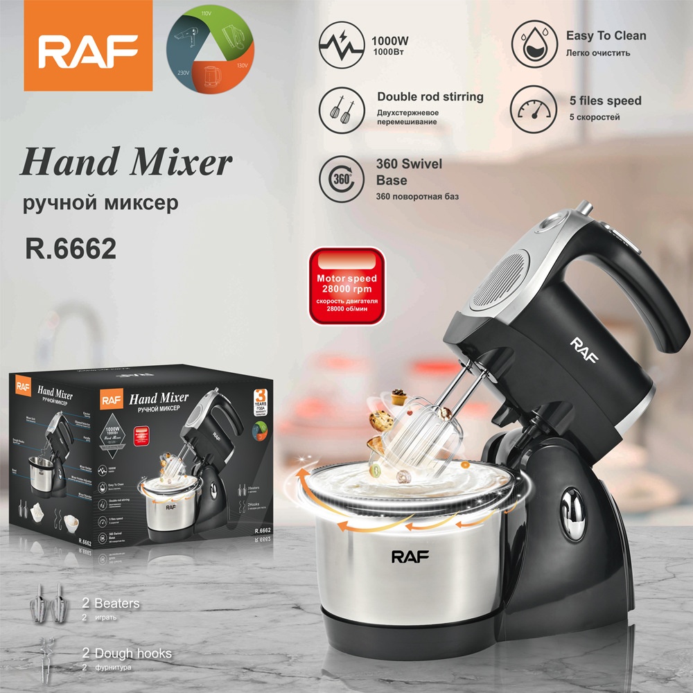 EU Standard Electric For Home Use, Desktop Cream Whisk, White Mixer, Dough Blender, Cake Baking Egg Beater With Bowl_voghion.com