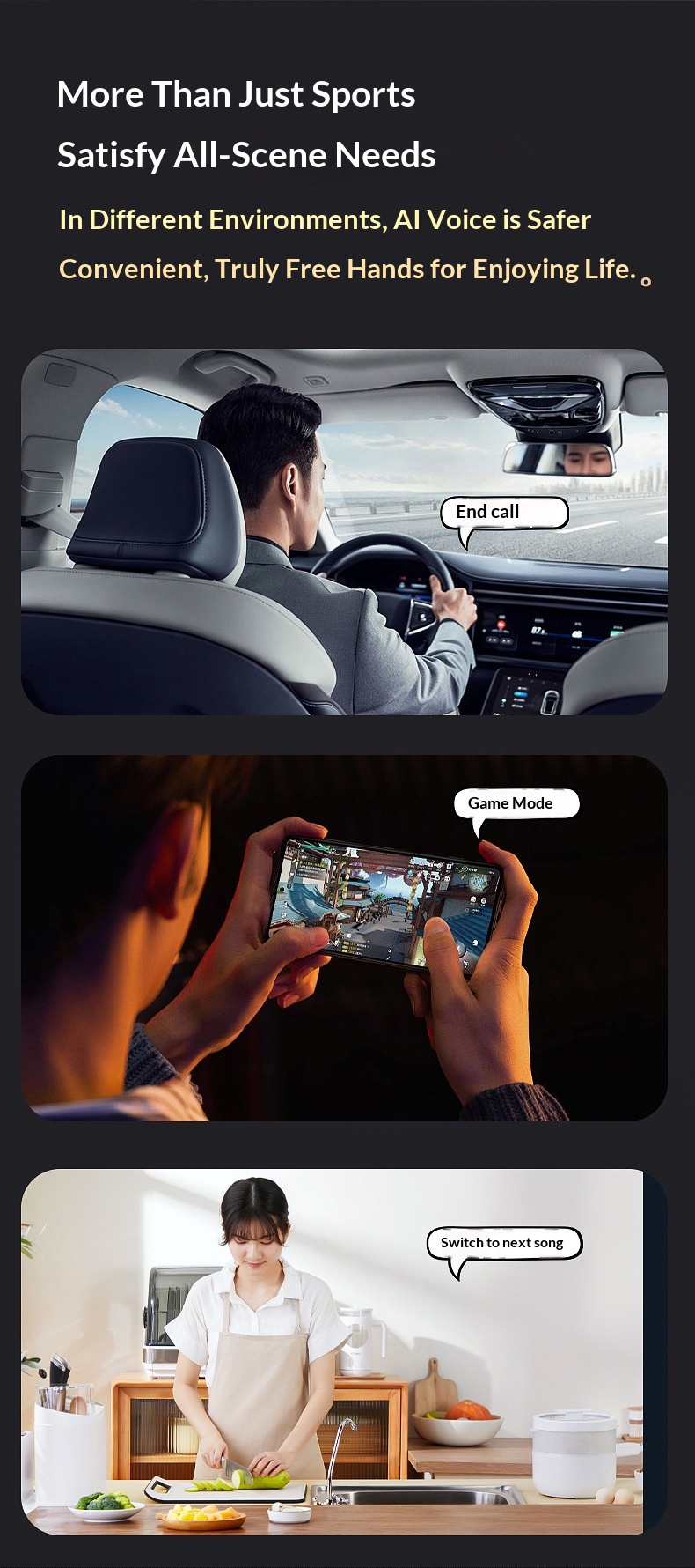 Smart Bluetooth Earphones With Voice Control & Noise Cancelling_voghion.com