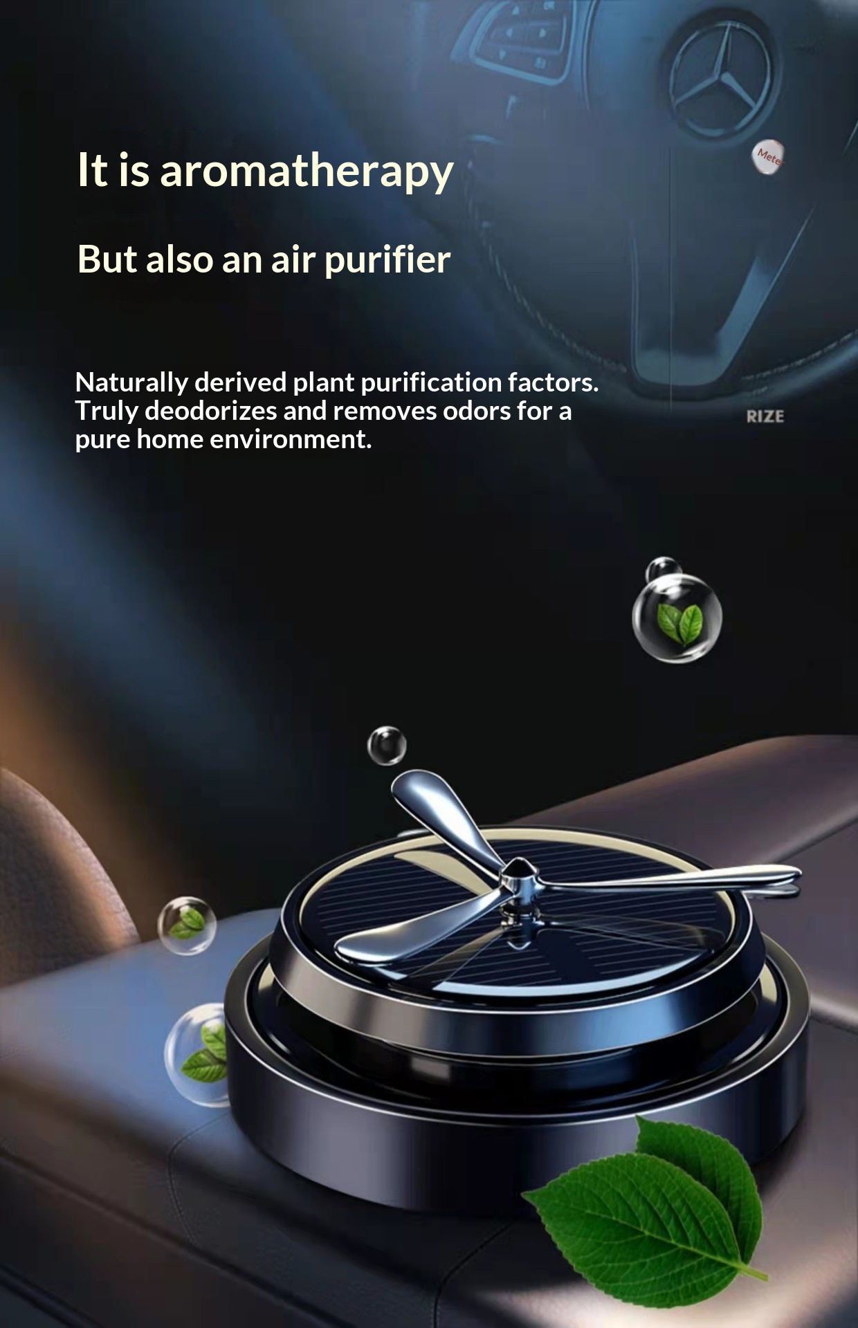 Deodorante per auto a energia solare diffusore rotante_voghion.com