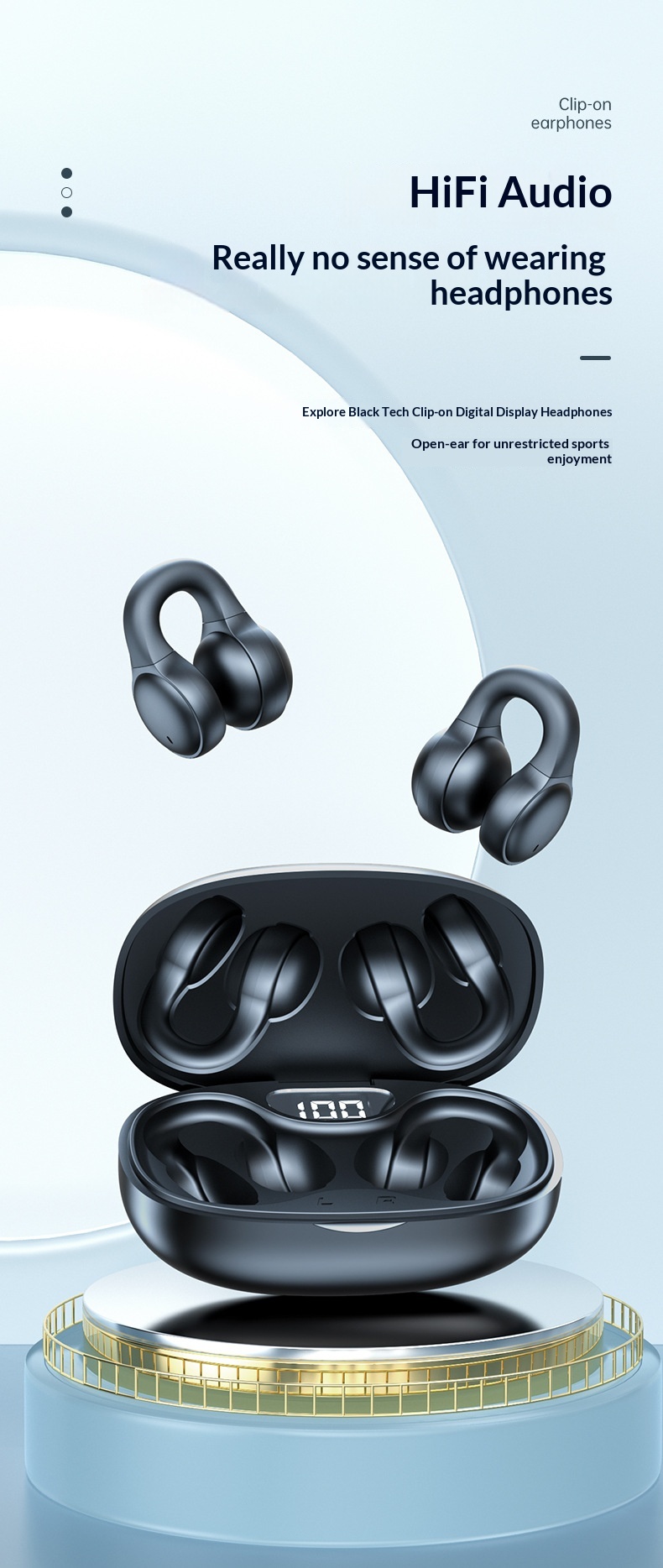 True Wireless Clip-on Bluetooth Headphones Noise Cancelling X58_voghion.com
