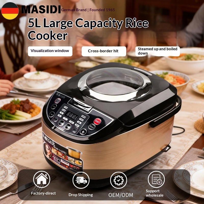 Duitse Masdi Smart 5L huishoudelijke rijstkoker met timer voor 3-4 personen, multifunctionele rijstkoker, export, directe verkoop, groothandel_voghion.com