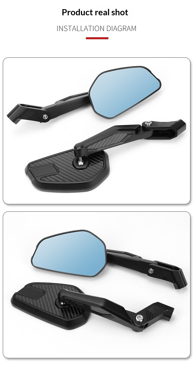 Real Carbon Fiber Foldable Motorcycle Modified Rearview With Wide-angle Anti-glare Mirror_voghion.com