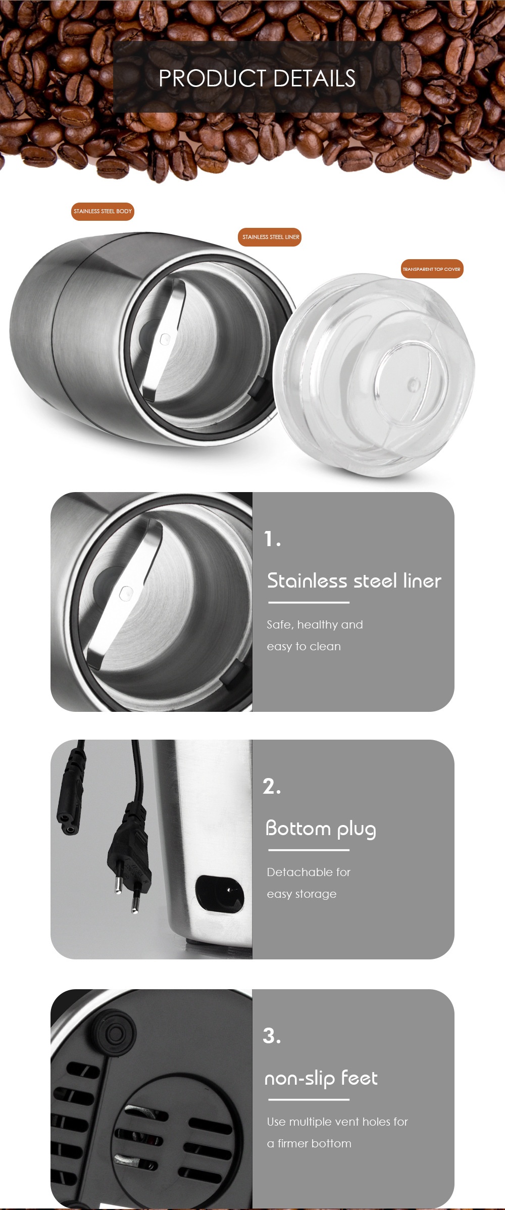 Electric Dry Household Lightweight Grinding Cup Portable Coffee Bean Grinder_voghion.com