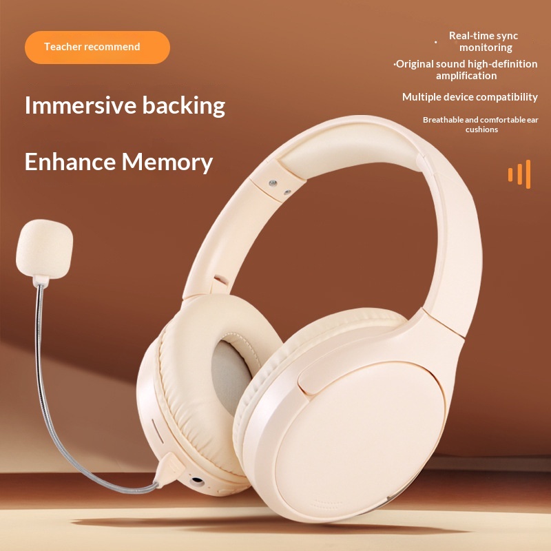 Student Ear Return Headphones Study Aid Long Battery Life Wireless Recitation Learning Headset Bluetooth 6.0_voghion.com
